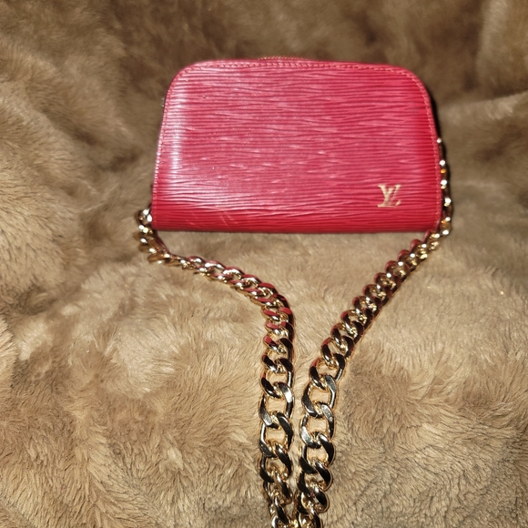 Louis Vuitton Epi Dauphine Jaune Red Clutch Toiletry Crossbody Bag Authentic - Picture 1 of 16